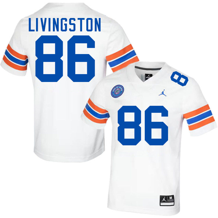 #86 Tony Livingston Gators Jersey,Florida Gators College Football Jerseys Stitched-Throwback White